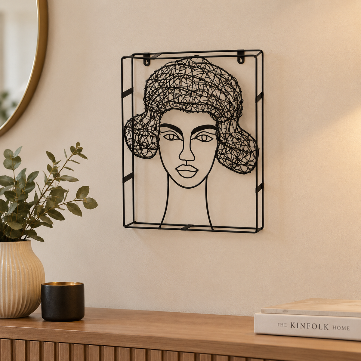Decorazione da Parete Volto in Metallo Nero 30 x 35 cm - EDG