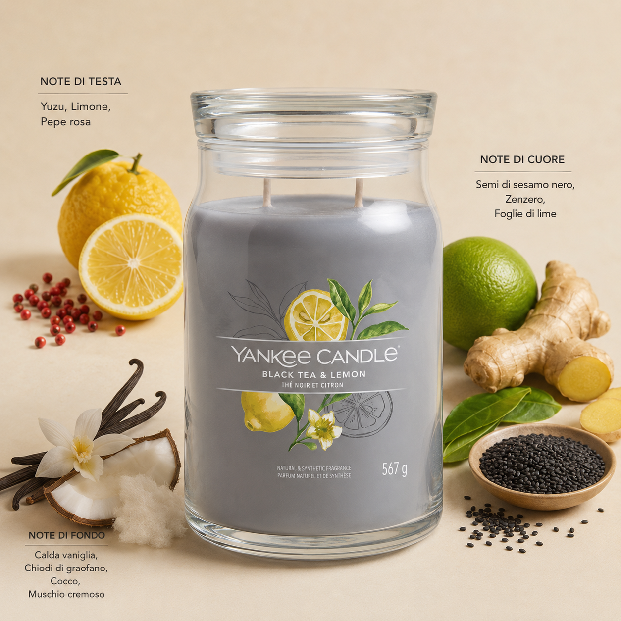 Yankee Candle Giara 567gr Black tea & Lemon