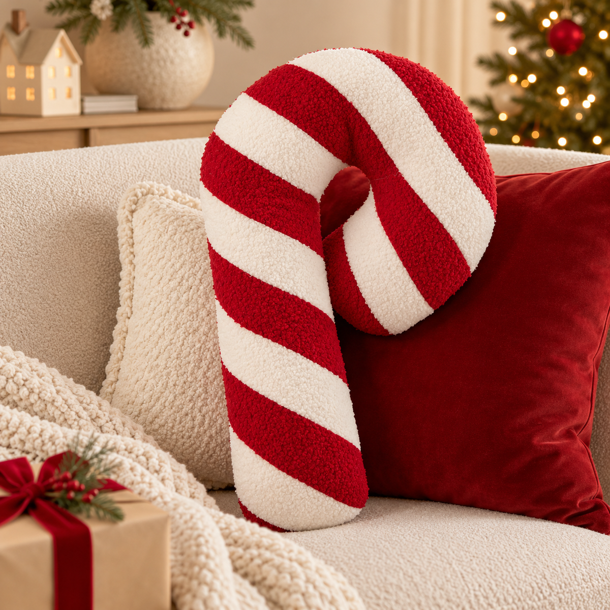 Cuscino Natalizio Bastoncino di Zucchero Candy Cane 63 cm