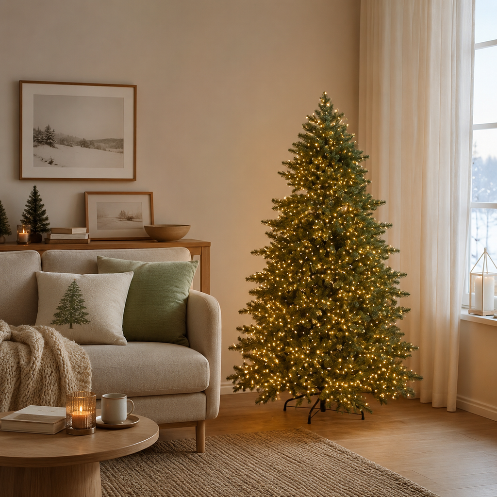 Albero di Natale Argentato EDG con 3000 Mini LED h.180 cm