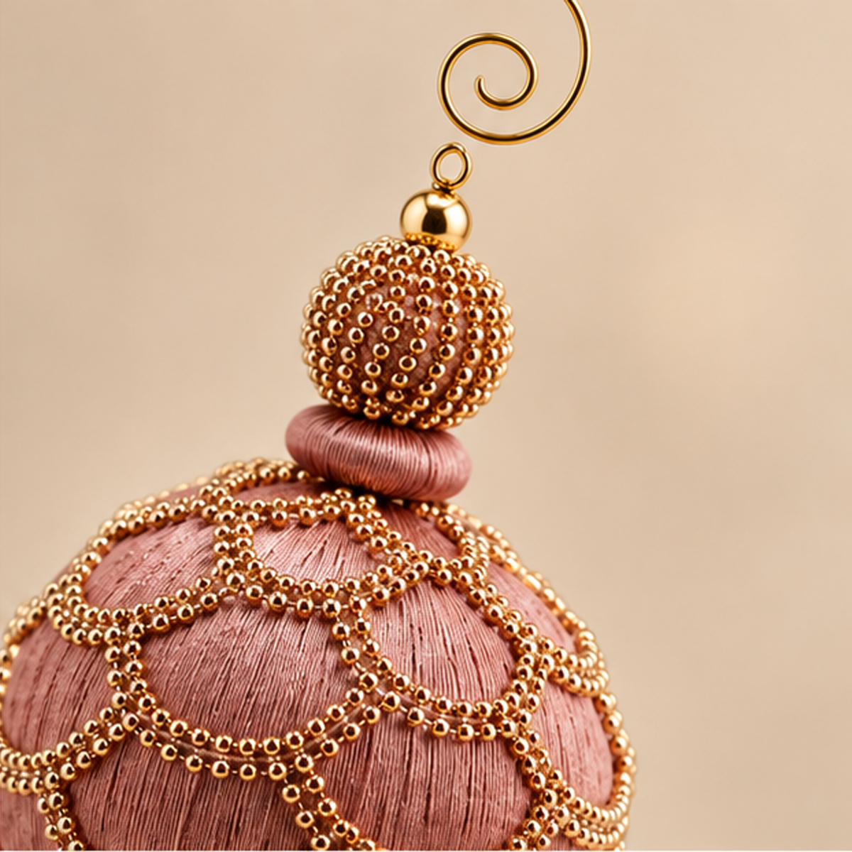 Decorazione Natalizia Sfera con Nappina Rosa e Oro 28cm