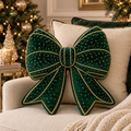 Cuscino Sagomato Fiocco Verde e Oro 38 x 40 cm