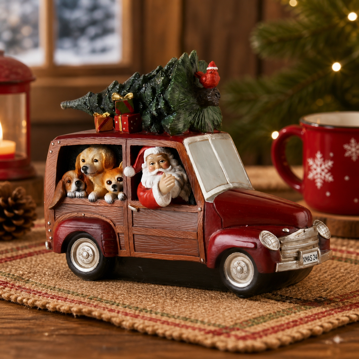 Macchina Babbo Natale con led