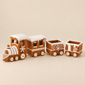 Trenino Natalizio Pan di Zenzero in Resina con Vagoni Decorativi 45 x 8 x H13 cm