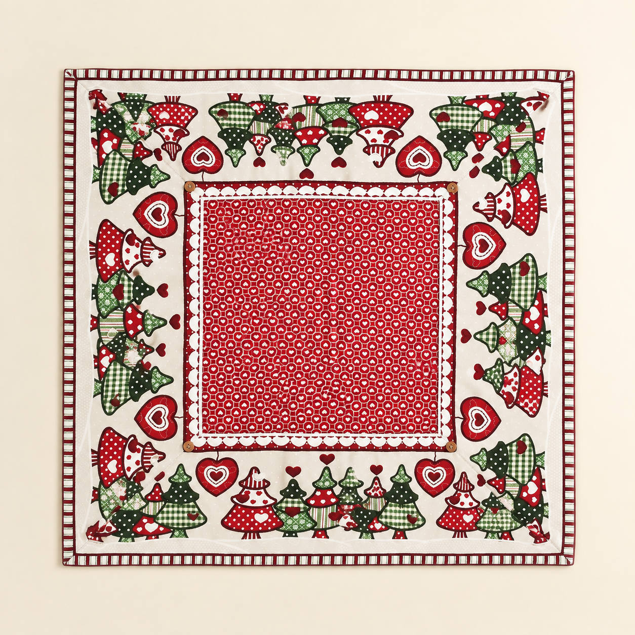 Centrotavola Natalizio in Cotone con Ricami – 100 x 100 cm