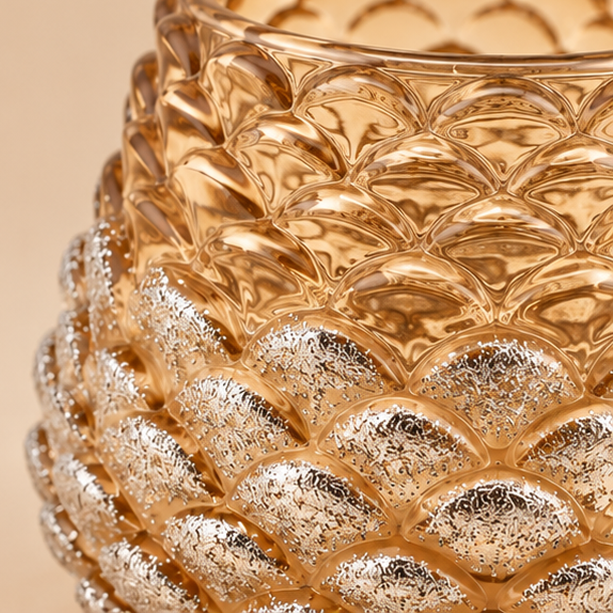 Portacandela Pigna Oro con Glitter Argento Ø 7,5cm