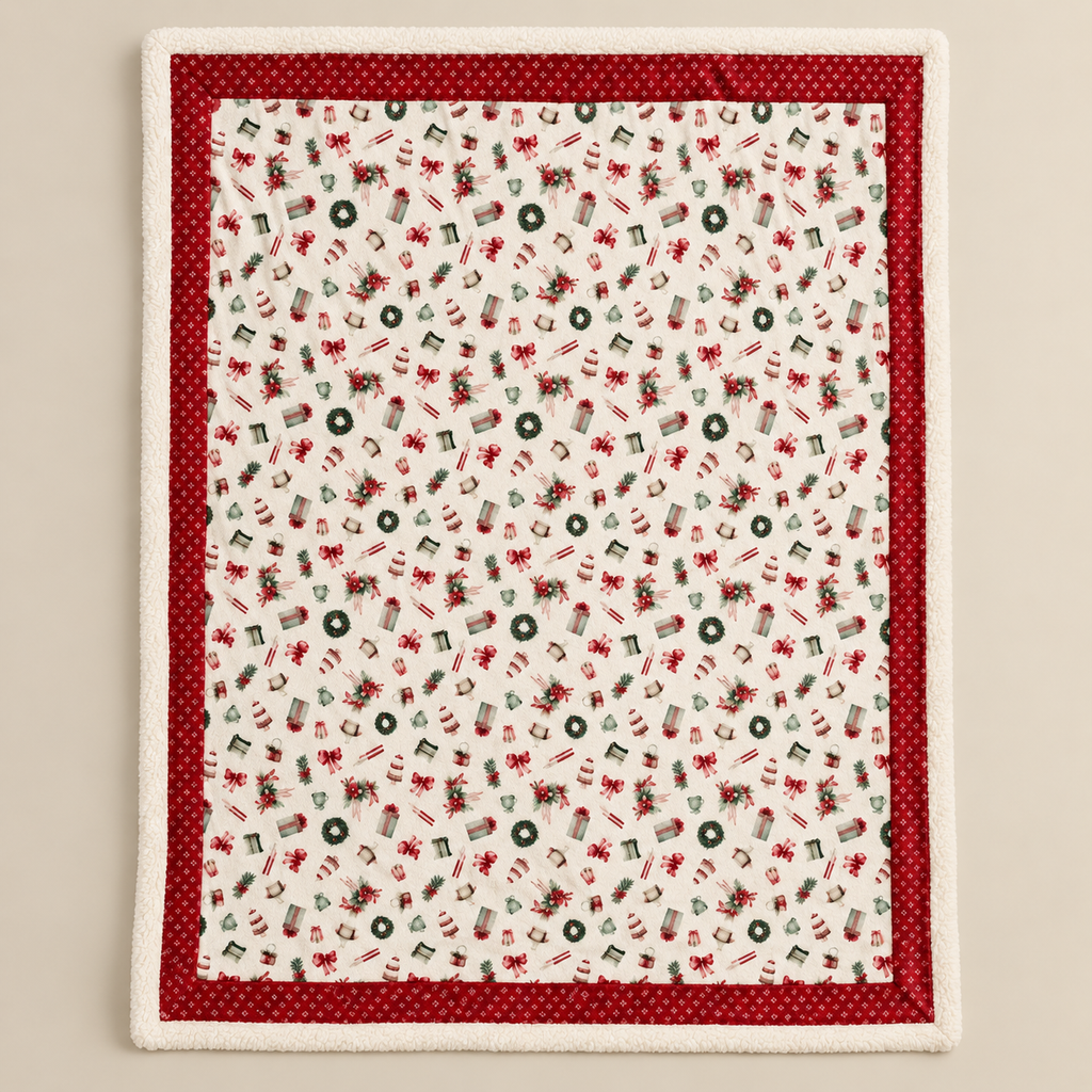 Plaid Natalizio Storia di Natale 130 x 160 cm con Confezione Regalo - Nuvole di Stoffa