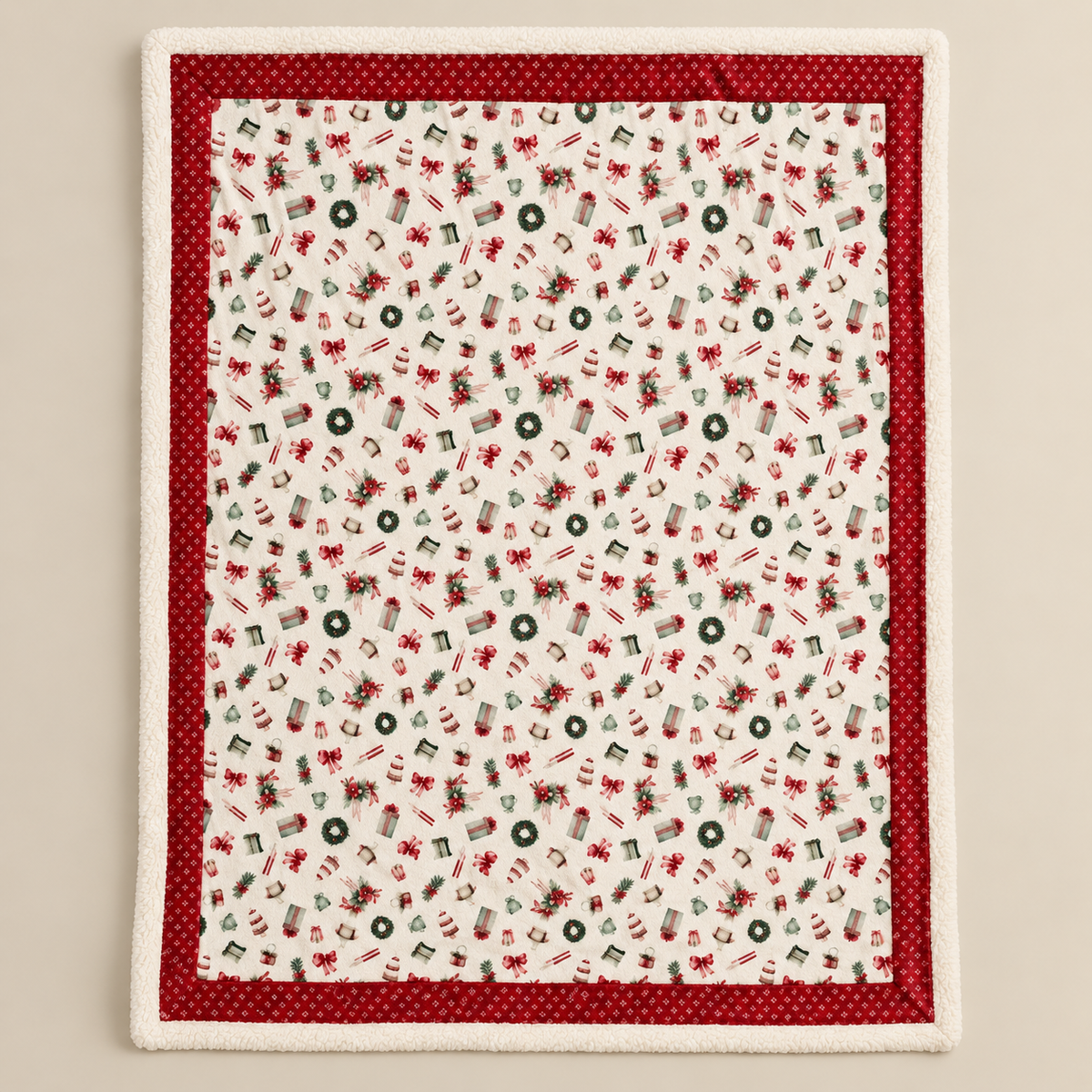 Plaid Natalizio Storia di Natale 130 x 160 cm con Confezione Regalo - Nuvole di Stoffa