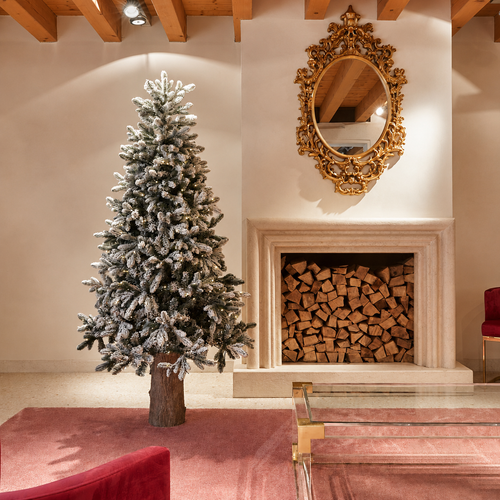 Albero di Natale innevato Merano EDG con 400 LED h.180cm