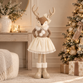 Renna Natalizia Decorativa in Tessuto Beige e Avorio con Gambe Allungabili – Altezza Massima 113 cm