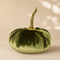 Zucca Decorativa in Velluto Oliva – Ø 22 cm – Fatta a Mano