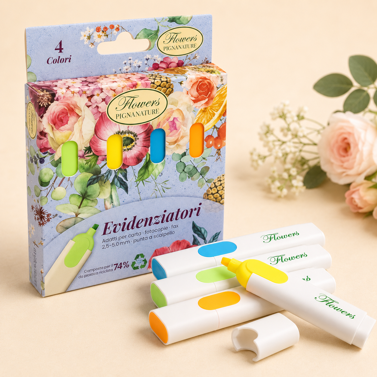 Set 4 evidenziatori Pigna Nature Flowers