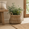 Cesto Rotondo in Rattan con Manici – Ø 28 x H 28 cm