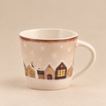 Tazza da Tè Village  – Decoro Paesaggio Invernale con Casette e Fiocchi di Neve – 280 ml