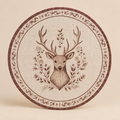 Sottopiatto Natalizio Rotondo con Cervo Winter Woodland Beige e Marrone Ø33 cm