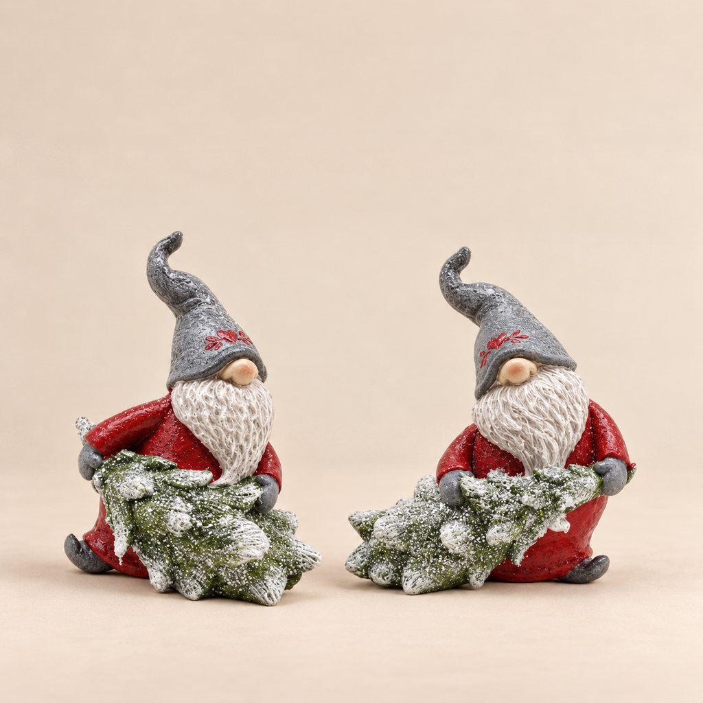 Gnomo Natalizio con Albero in Resina