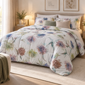 Trapunta Matrimoniale Invernale Bloom Marilyn in Raso di Puro Cotone 300 T.C. con Fantasia Floreale Multicolor su Fondo Bianco 270 x 270 cm – Tessitura Randi