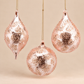 Decorazione Natalizia in Vetro Rosa Cipria e Champagne H 8 cm - Forma Assortita