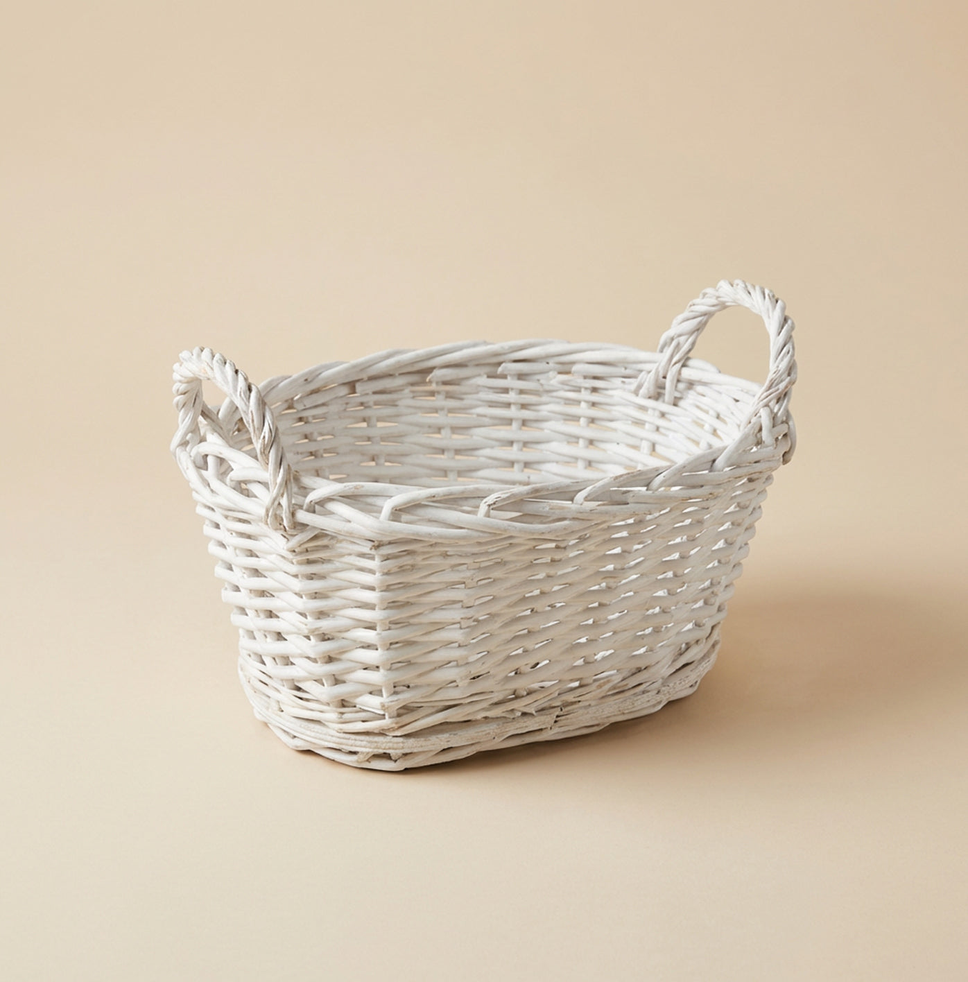 Cesto ovale rattan bianco 30cm