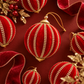 Sfera di Natale EDG Rossa Effetto Velluto con Strass e Dettagli Dorati – Ø 10 cm