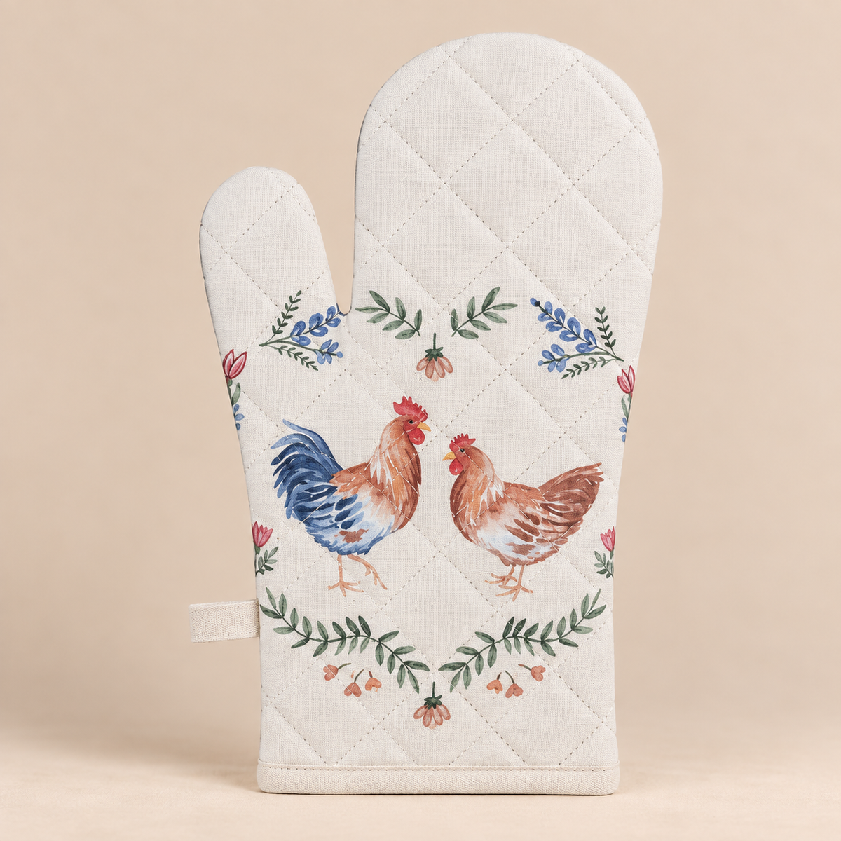 Guantone da Cucina Gallo e Gallina Beige 18 x 30 cm
