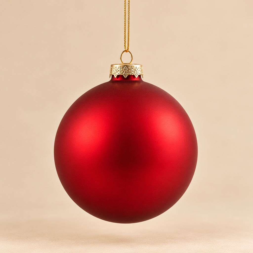 Sfera di Natale in Vetro Rosso Opaco Satinato con Cordoncino Dorato – Ø 10 cm