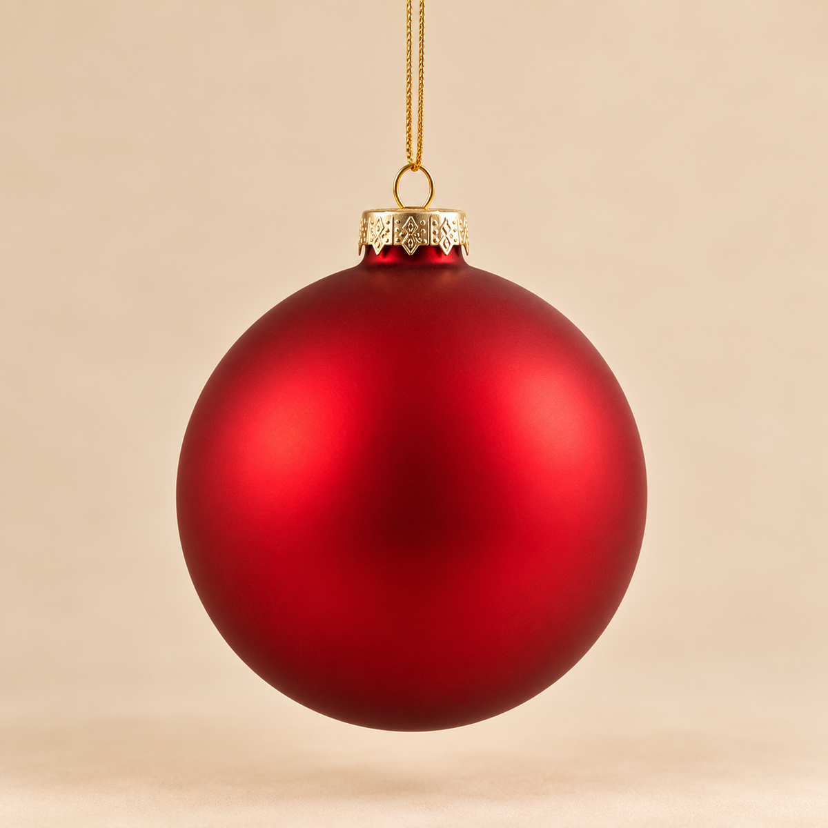 Sfera di Natale in Vetro Rosso Opaco Satinato con Cordoncino Dorato – Ø 10 cm