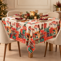 Tovaglia Natalizia Pacchi Regalo Idrorepellente Antimacchia in Poliestere con Orlo Cordino 155x155 cm – Collezione TAVOLA DELLE FESTE