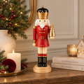 Schiaccianoci Natalizio Decorativo in Poliresina con Corona Nera e Oro e Alberello Dorato – H 38 cm
