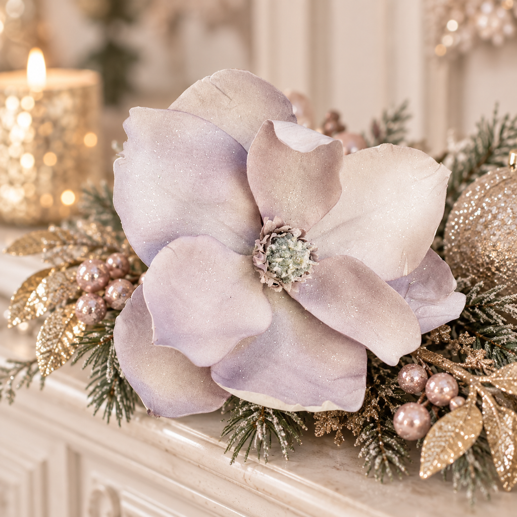 Fiore Magnolia Decorativa Lavanda Rosato - EDG
