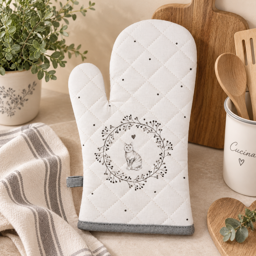 Guanto da Forno Gattino in Cotone 18 x 30 cm