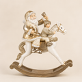 Babbo Natale con Bambino su Cavallo a Dondolo