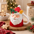 Tazza Natalizia EDG in Ceramica con Coperchio a Forma di Babbo Natale h. 12 cm