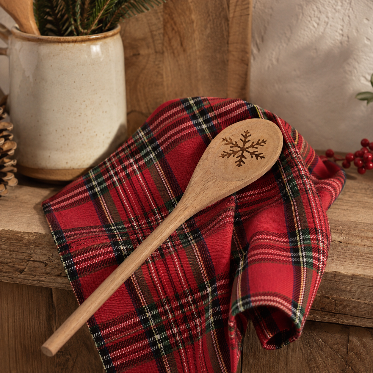 Canovaccio tartan con mestolo Christmas gift