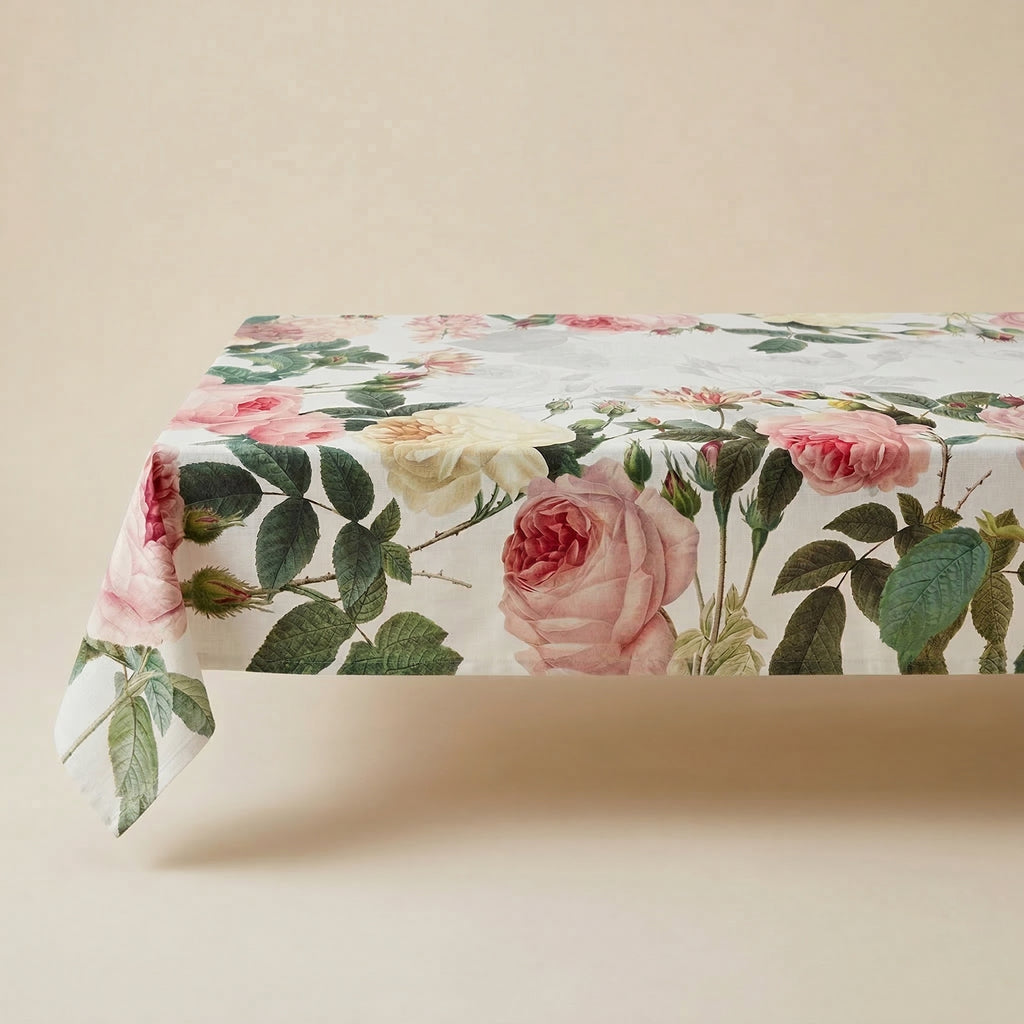 Tovaglia antimacchia cerata "Rose del Borgo" 140x210cm