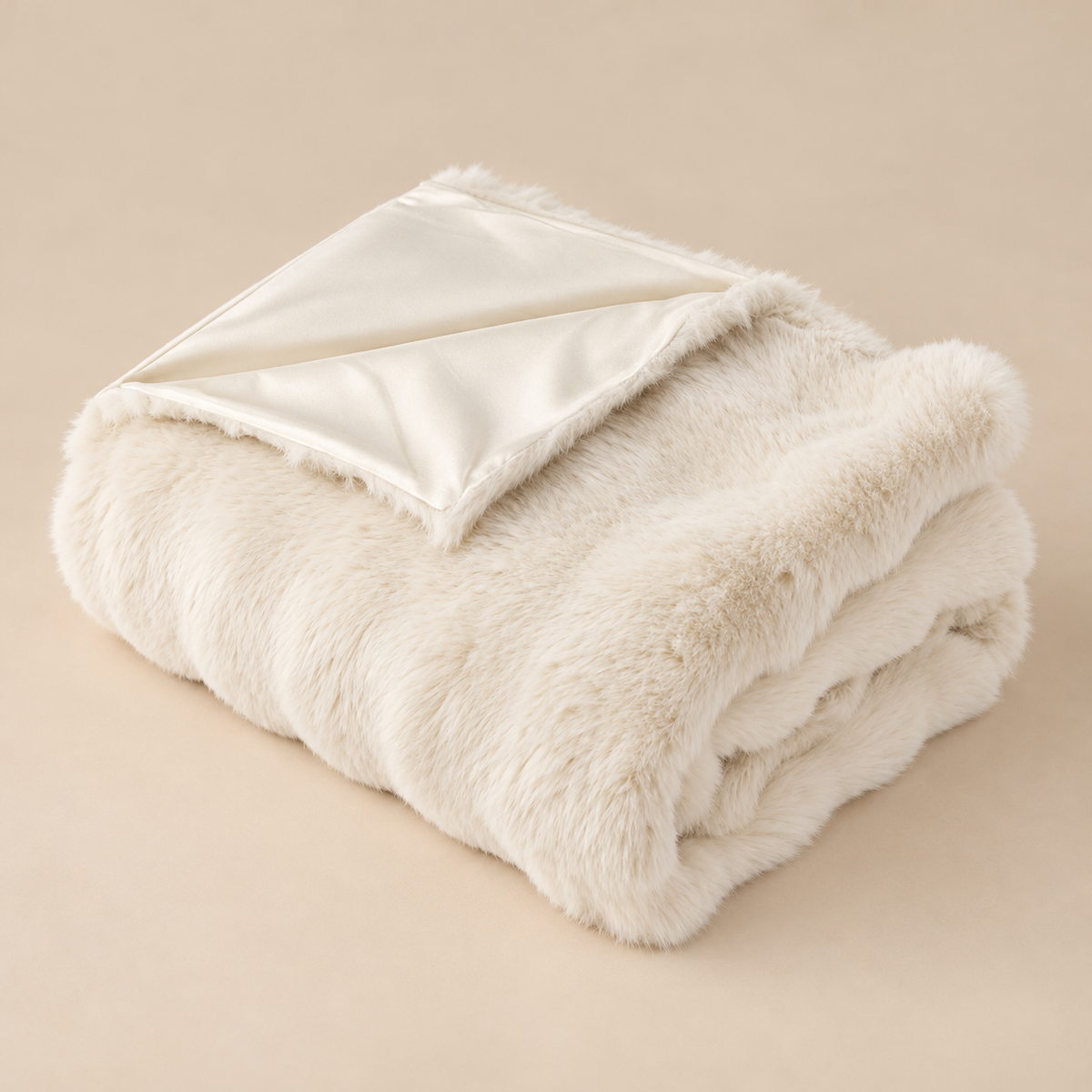 Plaid in Ecopelliccia Panna Morbido ed Elegante 130 x 170 cm – Blanc Mariclò