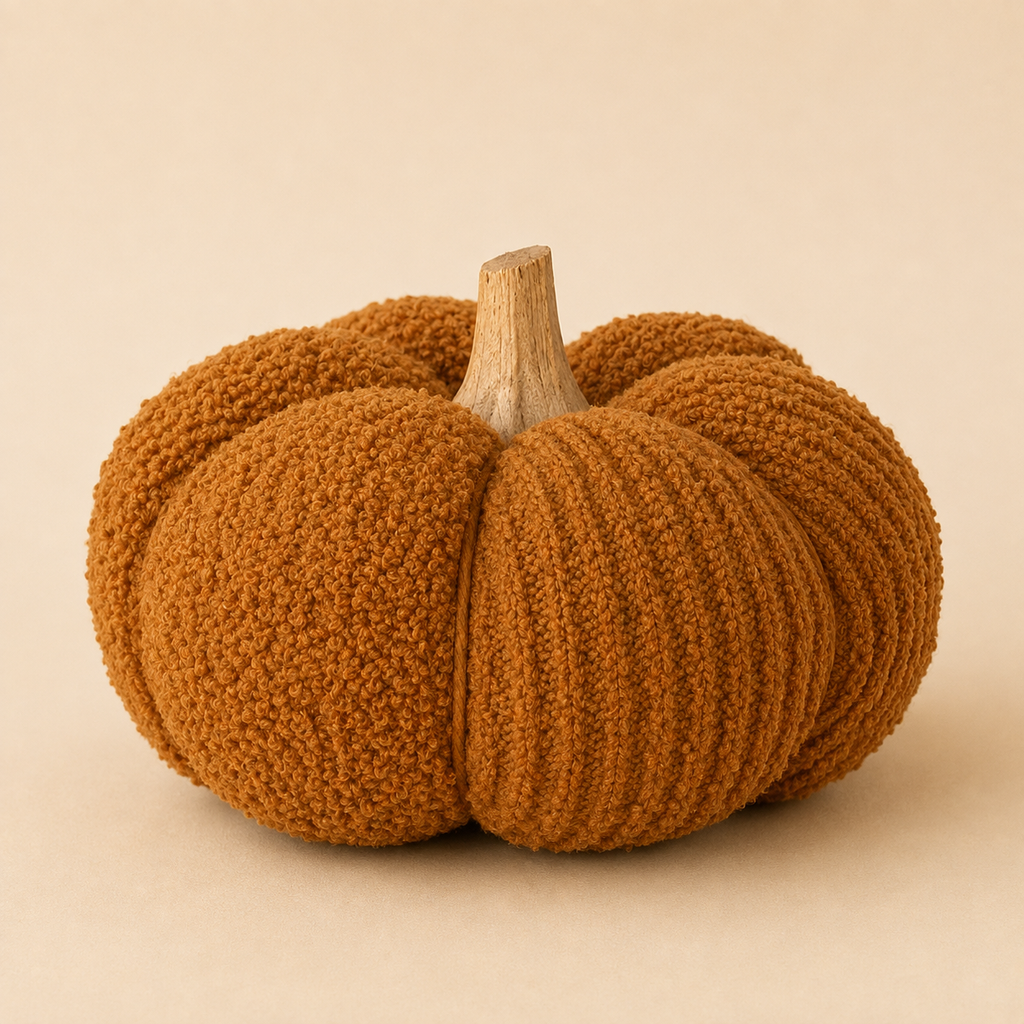 Zucca Decorativa Arancio in Tessuto – Ø 15 x H 12 cm
