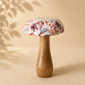 Decorazione Fungo in Legno di Mango con Decoro Lucido – Fatto a Mano h.13cm