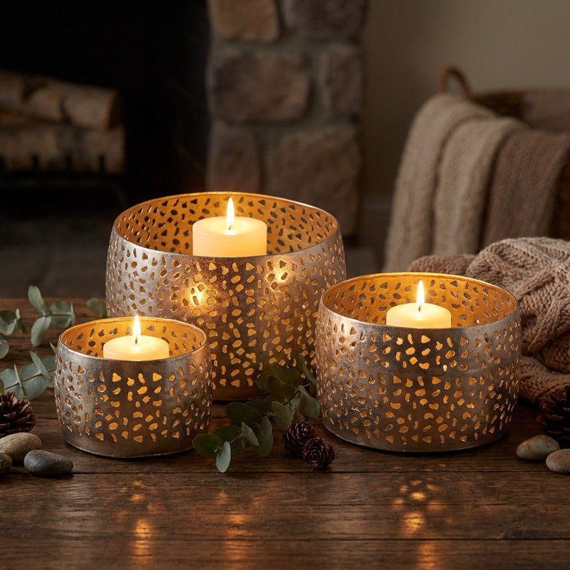 Contenitore rotondo oro h.13