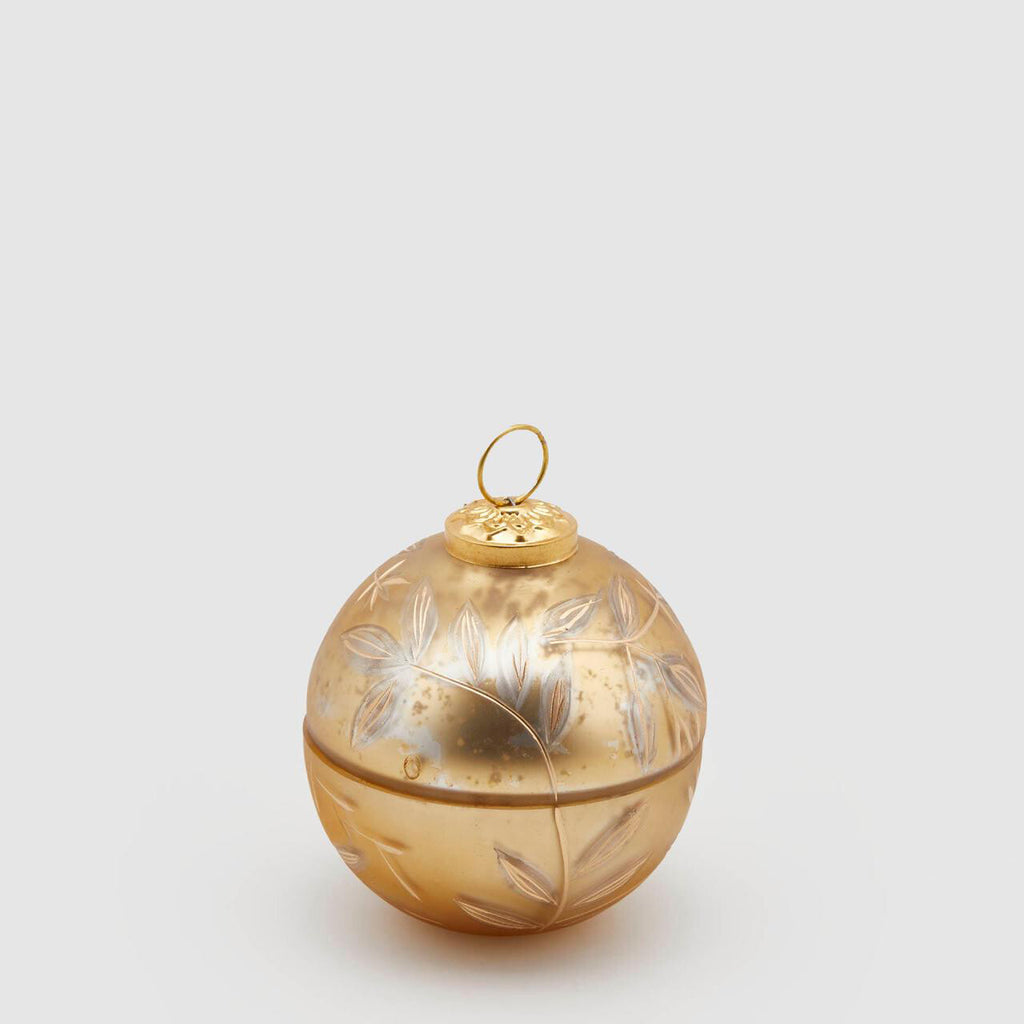 Candela Profumata Sfera di Natale "Foglie" oro