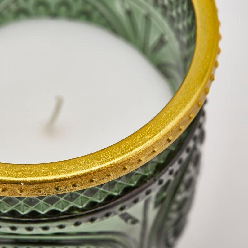 Candela con vaso vetro