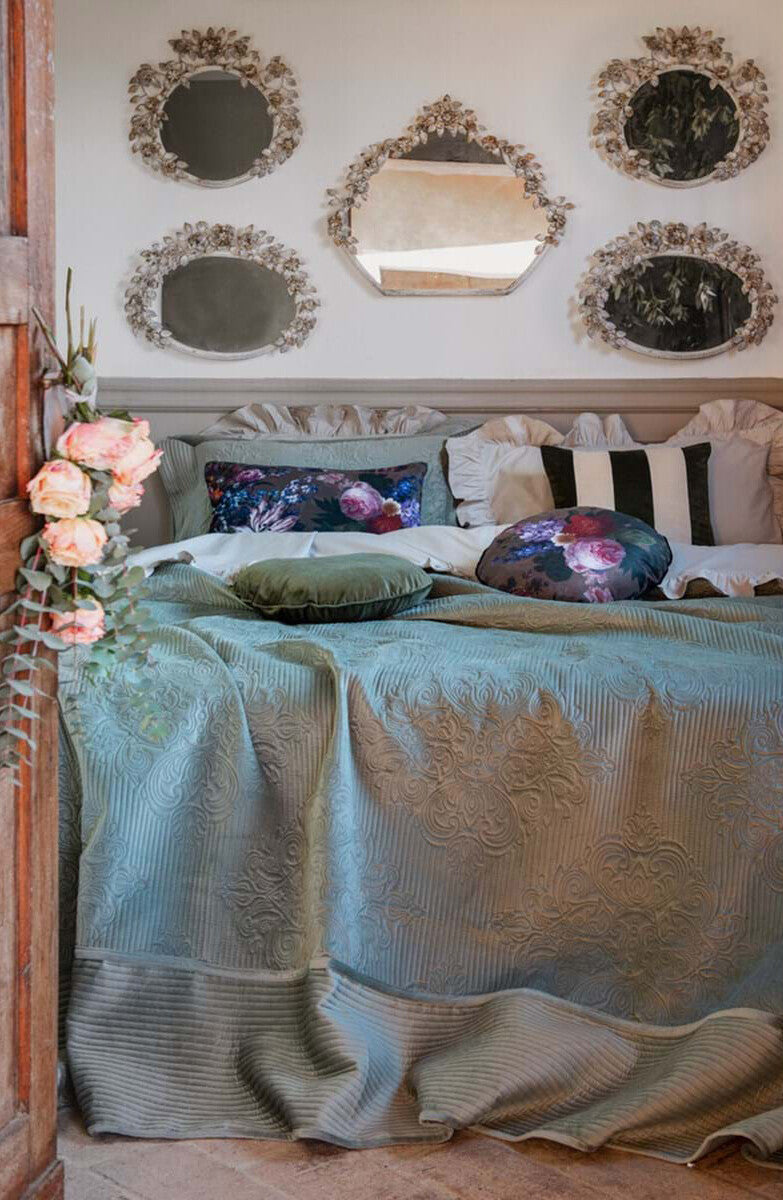 Set trapunta matrimoniale invernale Morbido pensiero verde