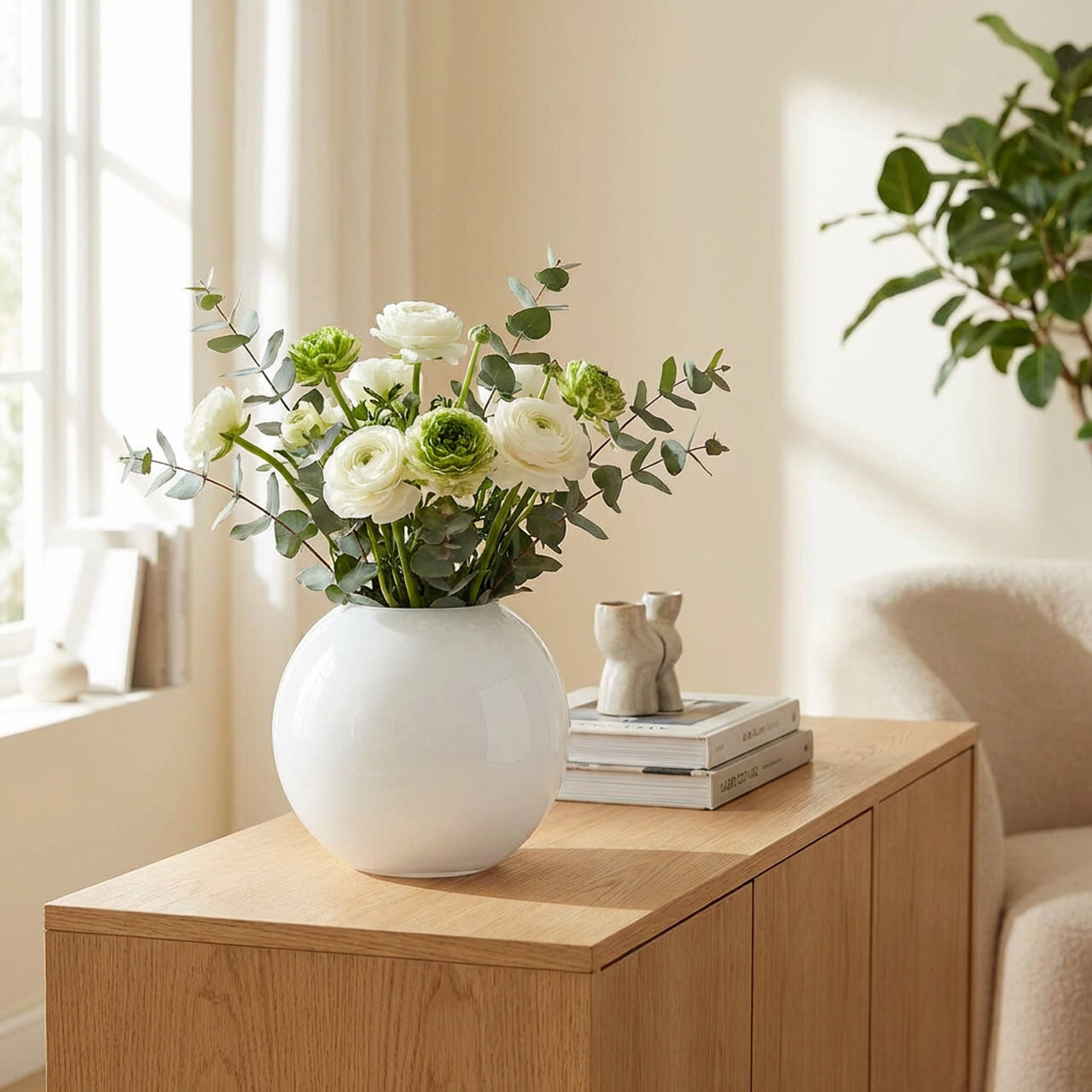 Vaso sfera molato bianco h.16