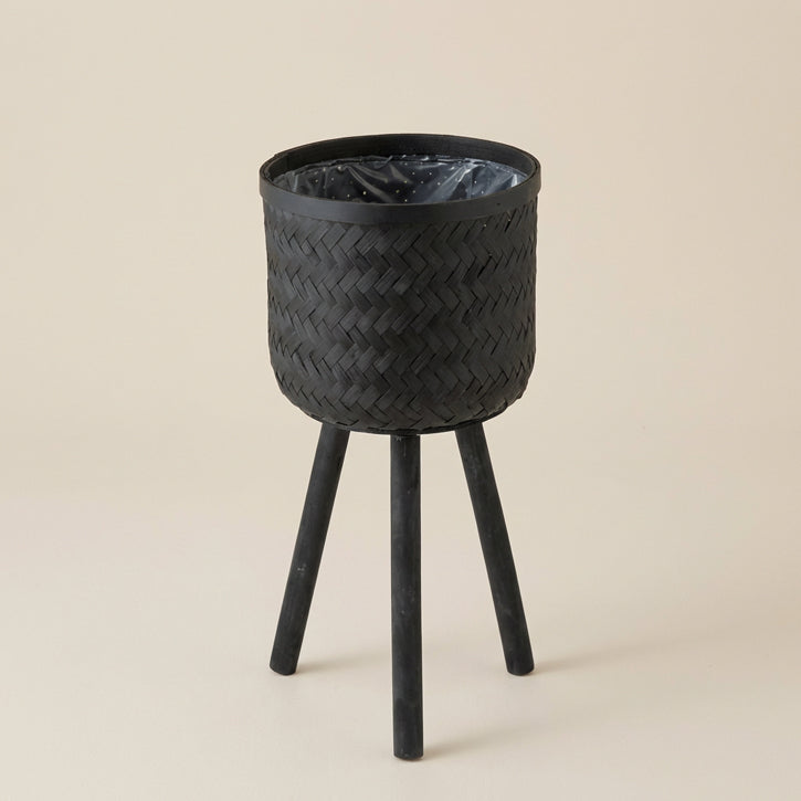 Portavaso bamboo con piedi nero h.55