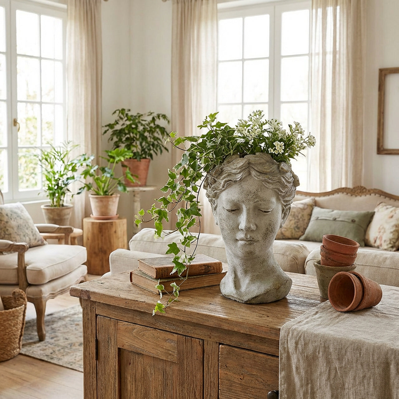 Vaso cemento testa h.27cm - LB HOME