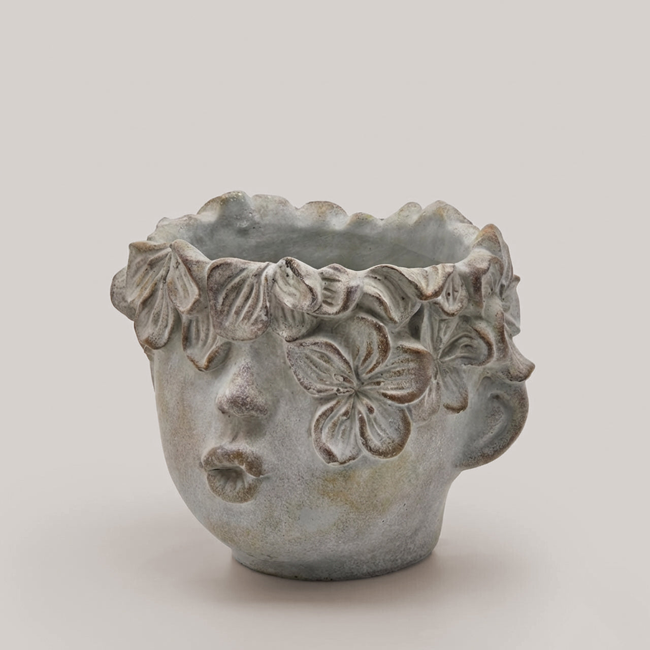 Vaso cemento testa fiori h.21