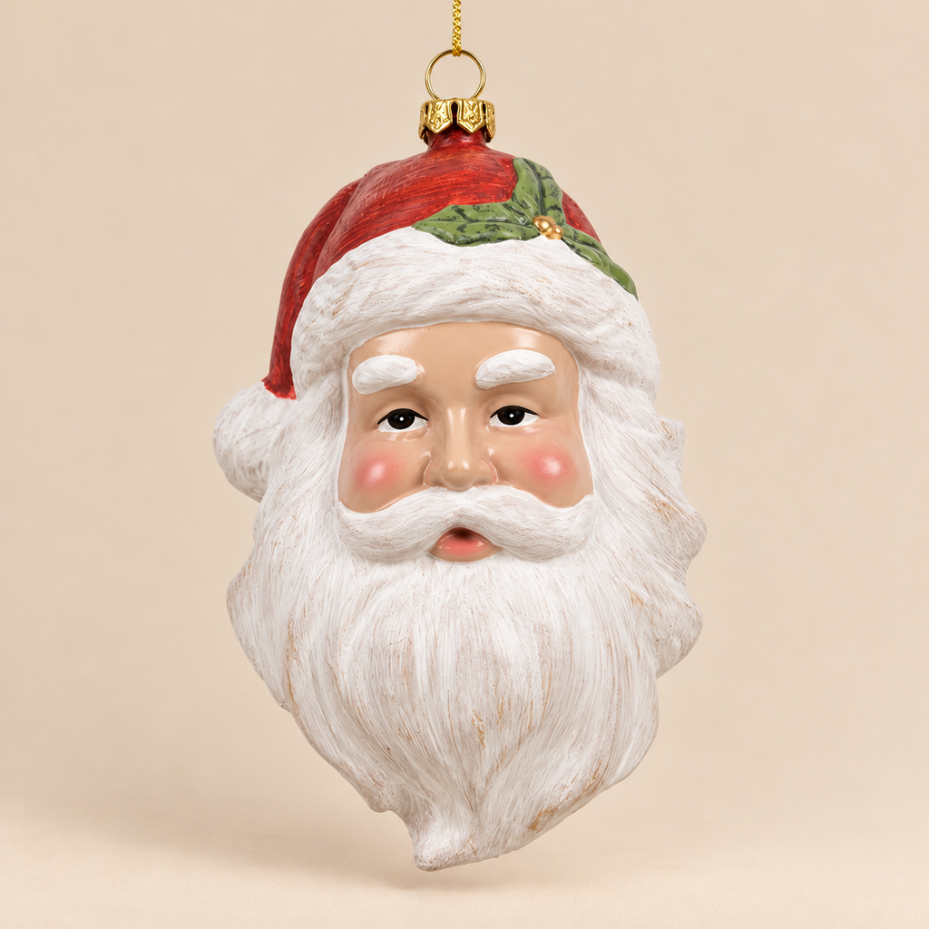 Decorazione Natalizia da Appendere Testa Babbo Natale 9 x 7 x H15 cm