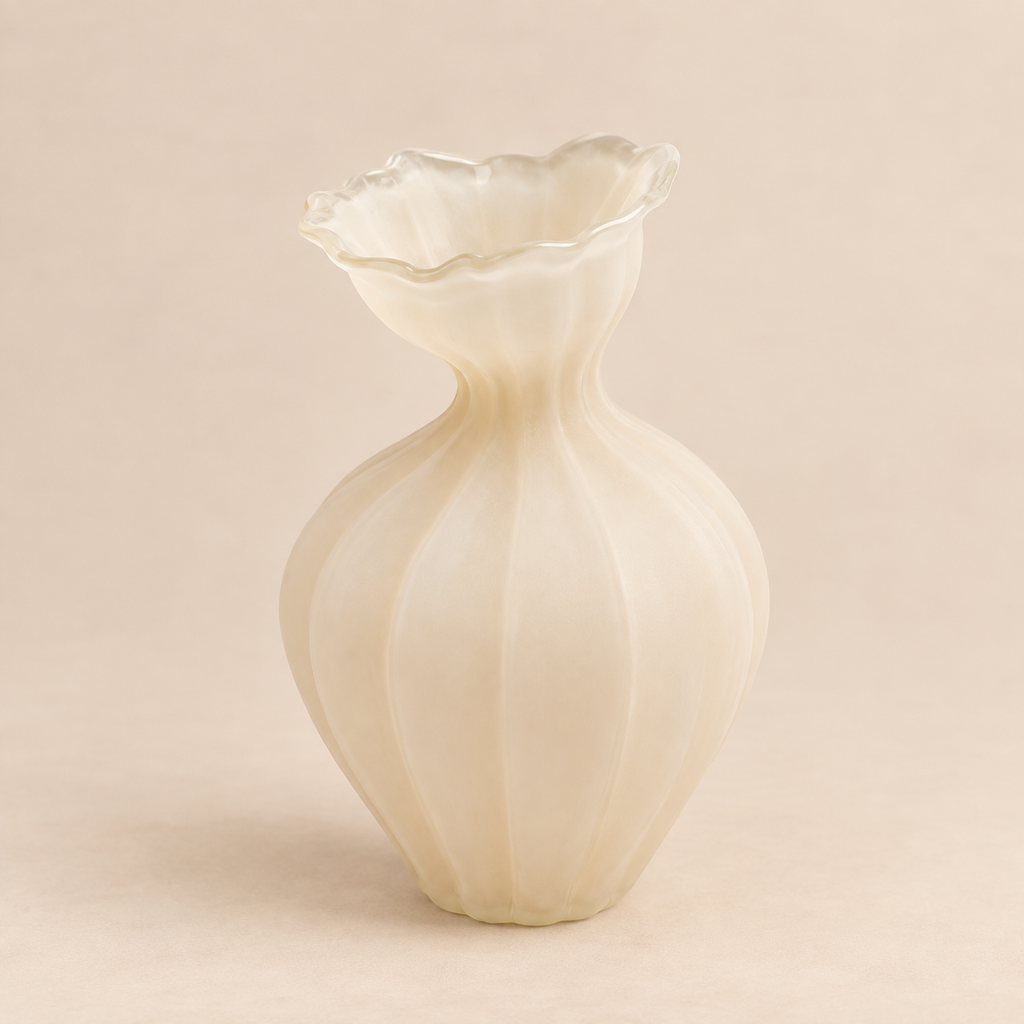 Vaso Design EDG Flow in Vetro Opaco Avorio Ø 19,5 x H 30,5 cm