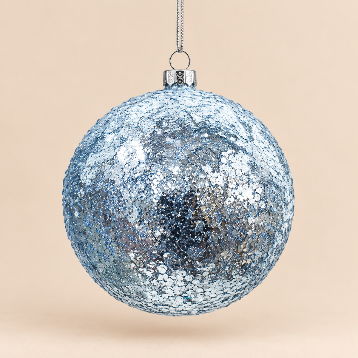Sfera di Natale Argento Effetto Ghiaccio Ø 10 cm in PVC