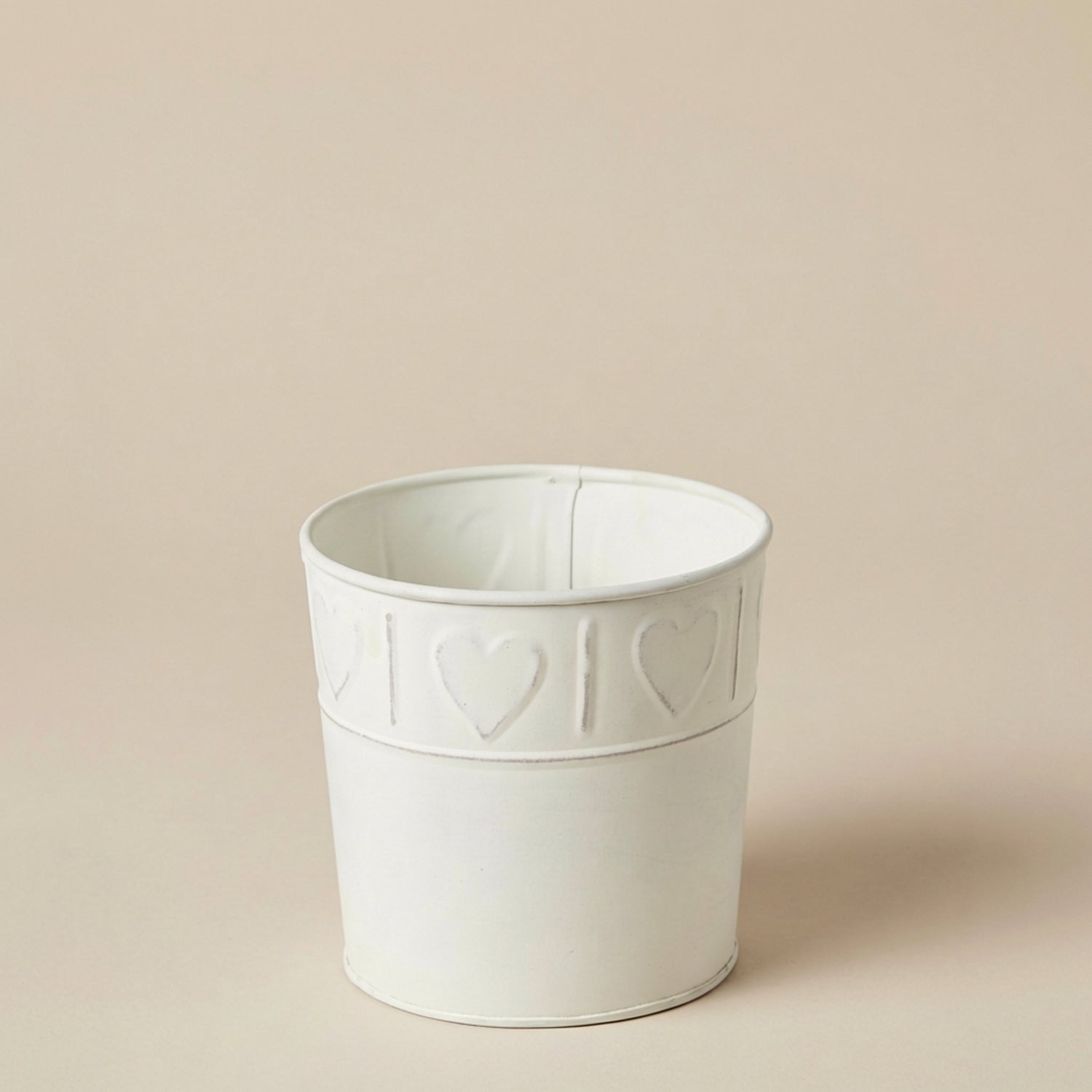 Vaso latta cuore bianco